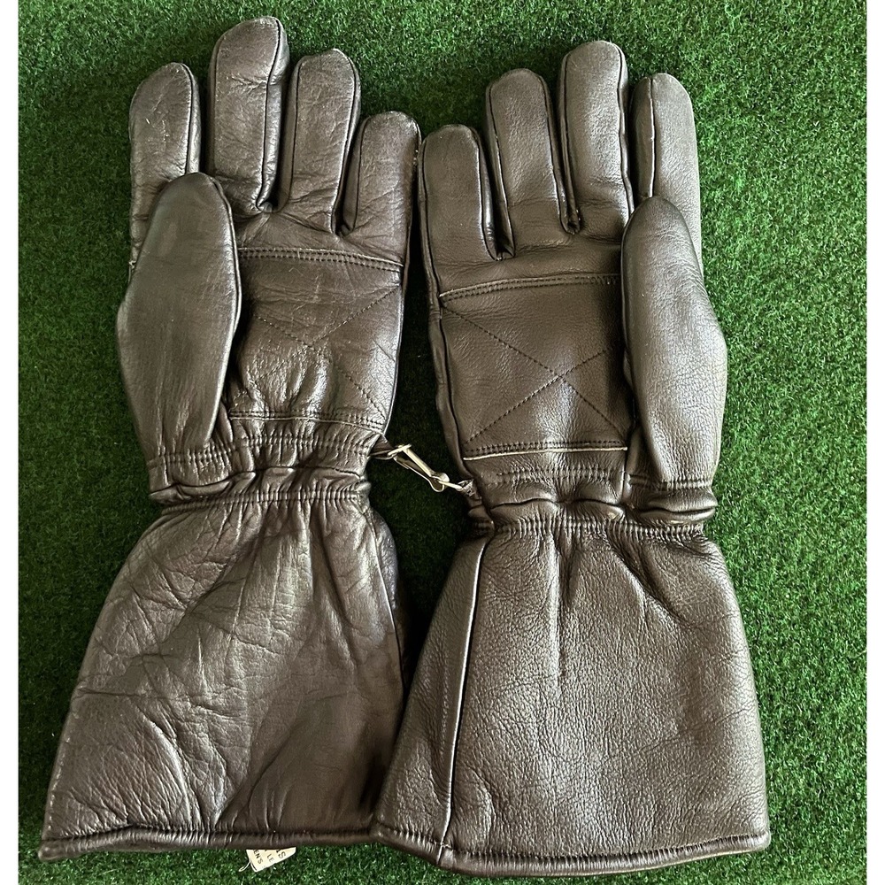 Aris Softan Leather Ski Gloves Mens Small Brown Cotton Fleece Lined Vintage - Picture 2 of 15